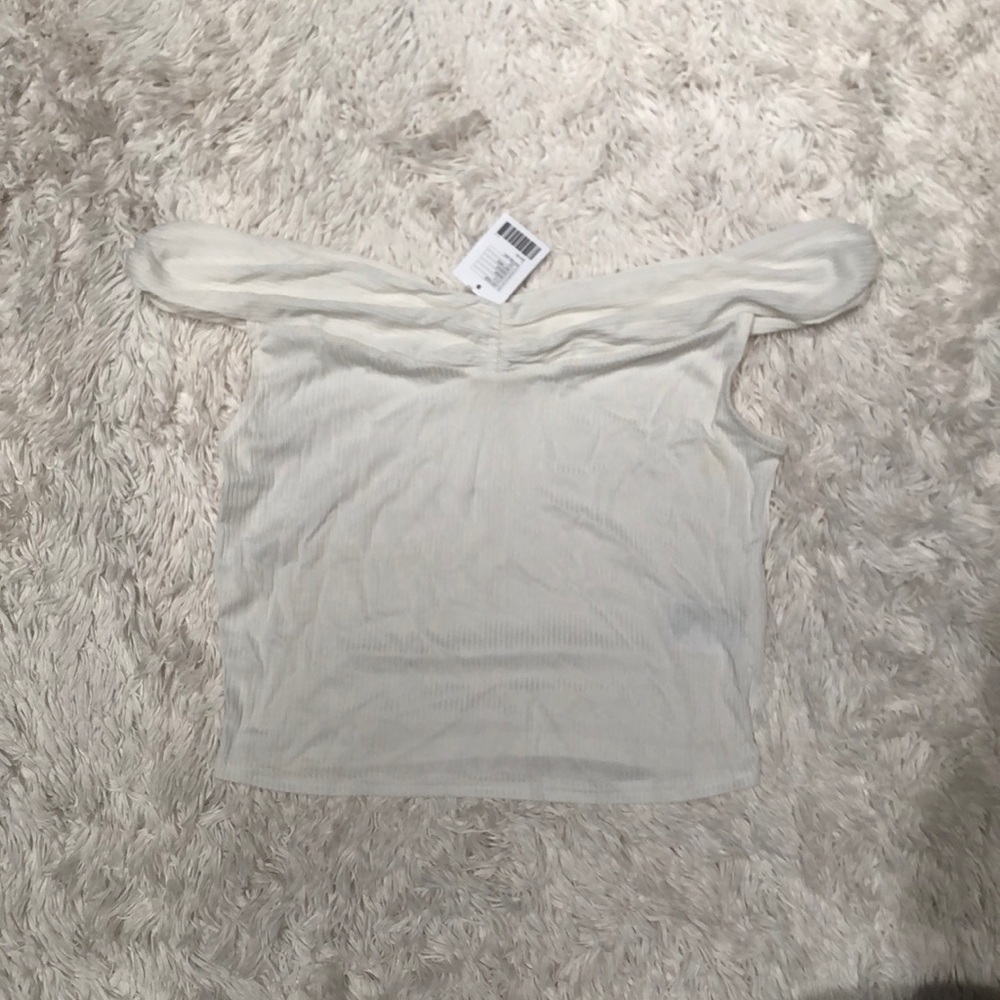 Urban Outfitter White Off Shoulder Crop Top Sz L